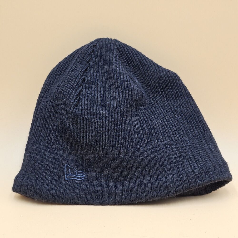 New Era Mens Winter Beanie Hat Black Fleece Lined Ribbed Knit Skull Cap NE900